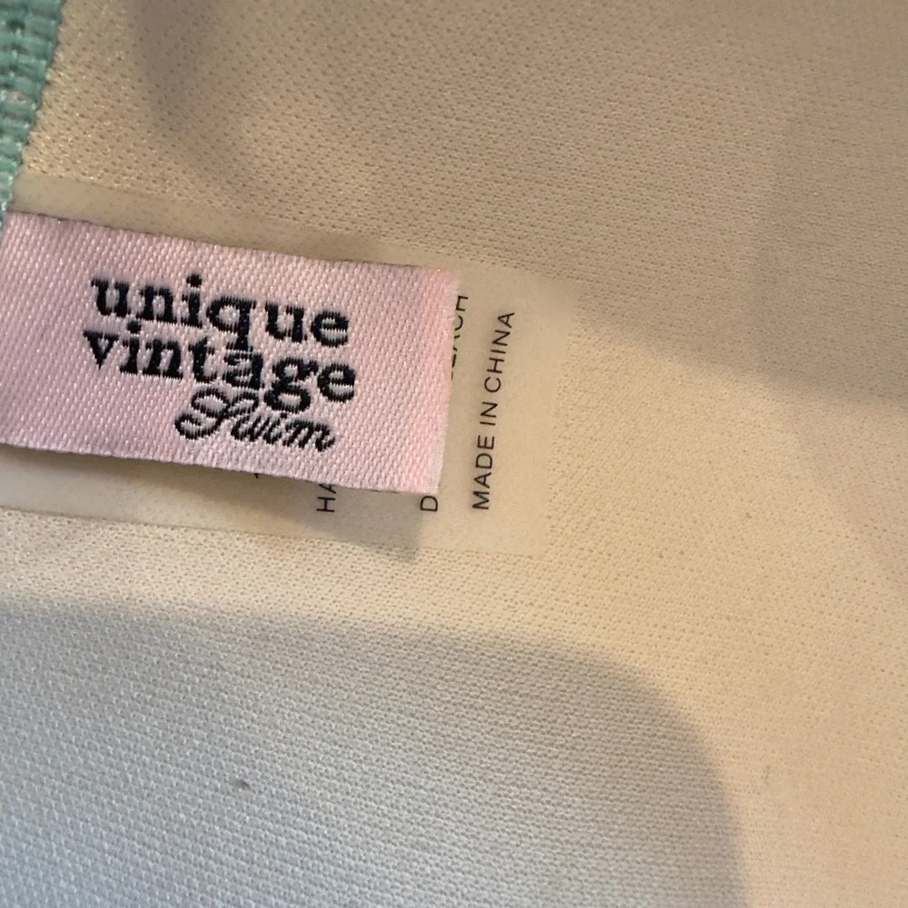 Unique Vintage Mint Green Yellow Polka Dot Halter Bikini Top XXL Retro Pinup
